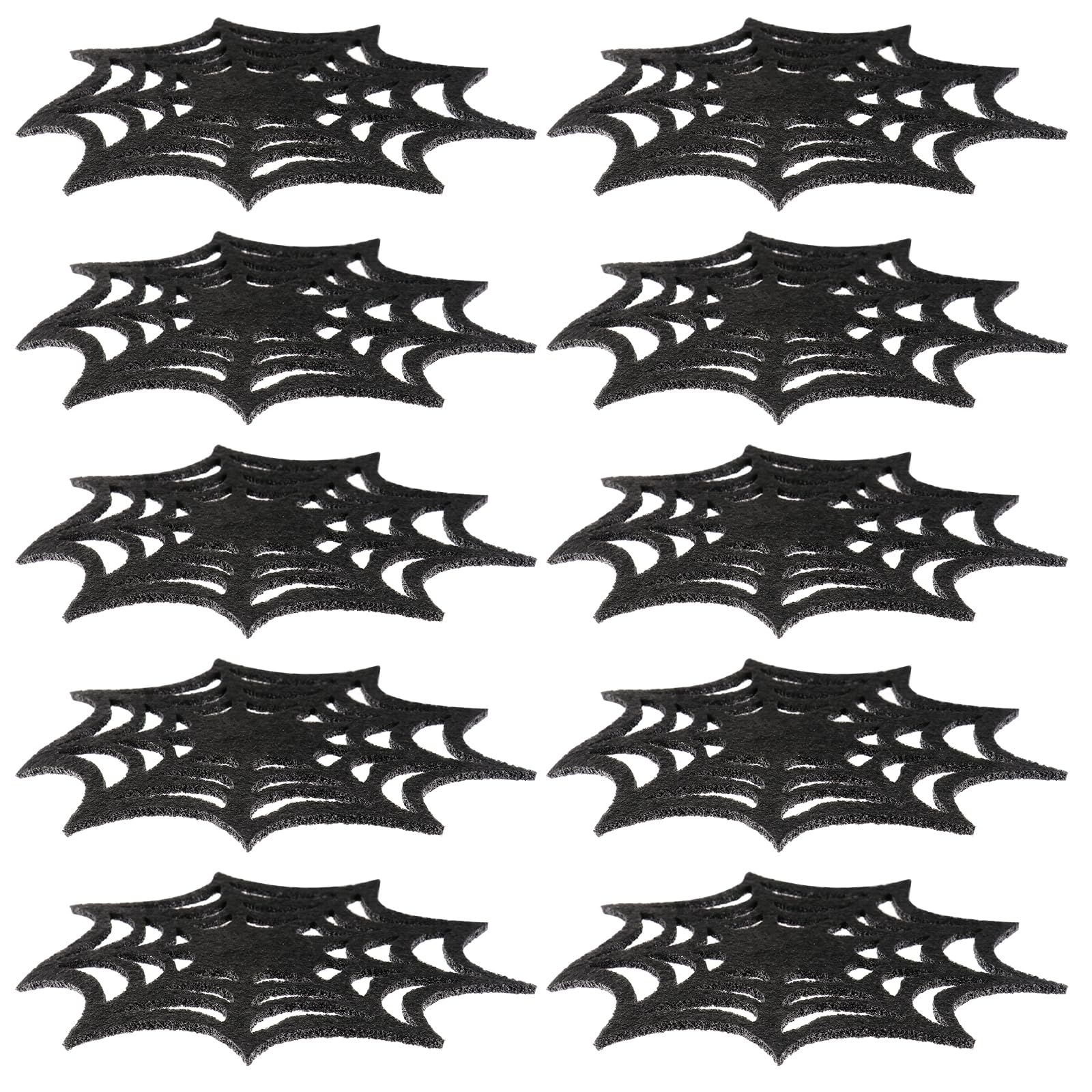 BESPORTBLE Halloween Coasters Placemats Protection - Halloween Coasters Set Of 10 for Drinks,Halloween Spider Web Grey Round and Placemats Black Tabletop Protection fit Drinking Glass