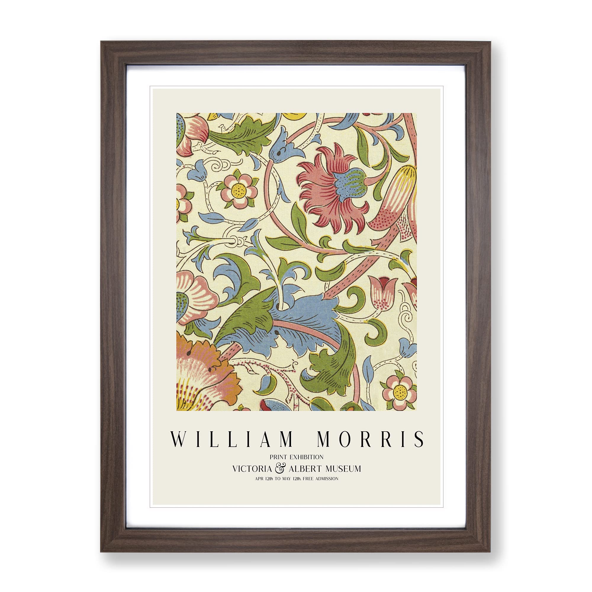 Lodden By William Morris Classic Painting Framed Wall Art Print, Ready to Hang Picture for Living Room Bedroom Home Office Décor, Walnut A3 (34 x 46 cm)