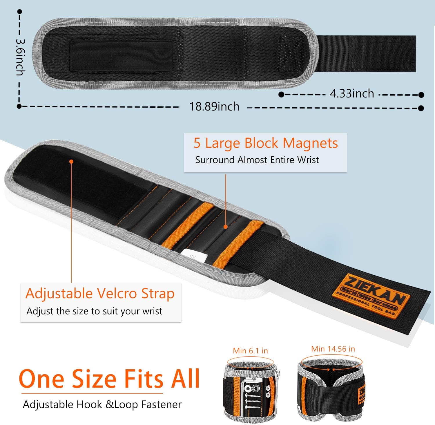 Koxly Magnetic Wristband Adjustable Wrist Band Organizer Tool Belts Holder for Holding Screws, Nails, Drill Bits, Unique Magnet Tools Gifts for Men, Women, Father, Dad, Husband, Boyfriend, Handyman - - 
