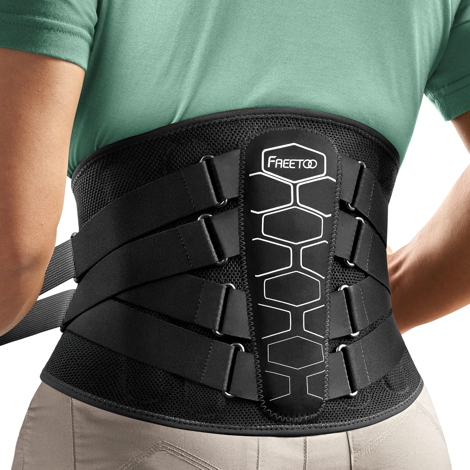 Photo 1 of FREETOO Back Braces for Lower Back Pain Relief with Pulley System,Lumbar Support Belt for Men & Women with Lumbar Pad, Ergonomic Design and Soft Breathable 3D Knit Material,for Herniated Disc,Sciatica