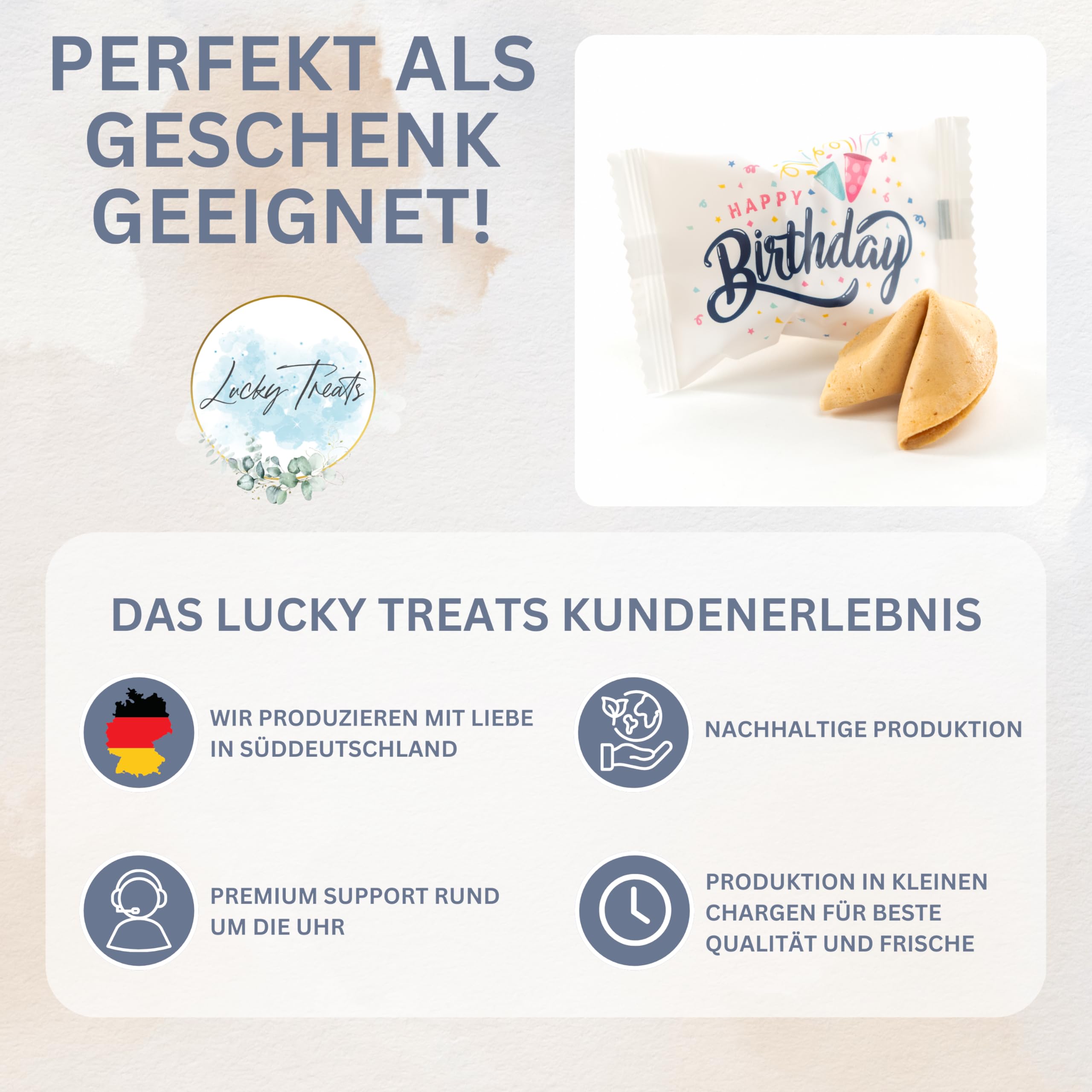 Lucky Treats - Geburtstags Glückskekse - 25 Stück - Happy Birthday - Mit liebevollen Botschaften - Perfekt für Geburtstagsfeiern & als liebevolles Gastgeschenk 7