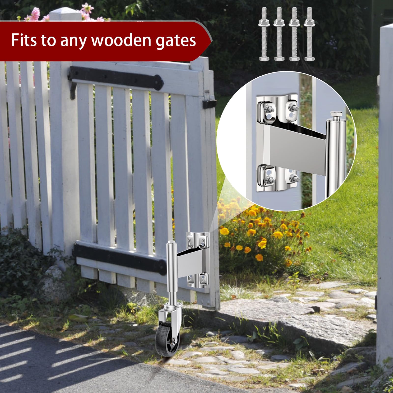 WOOSKY Spring Loaded Tube Gate Casters 4” Heavy