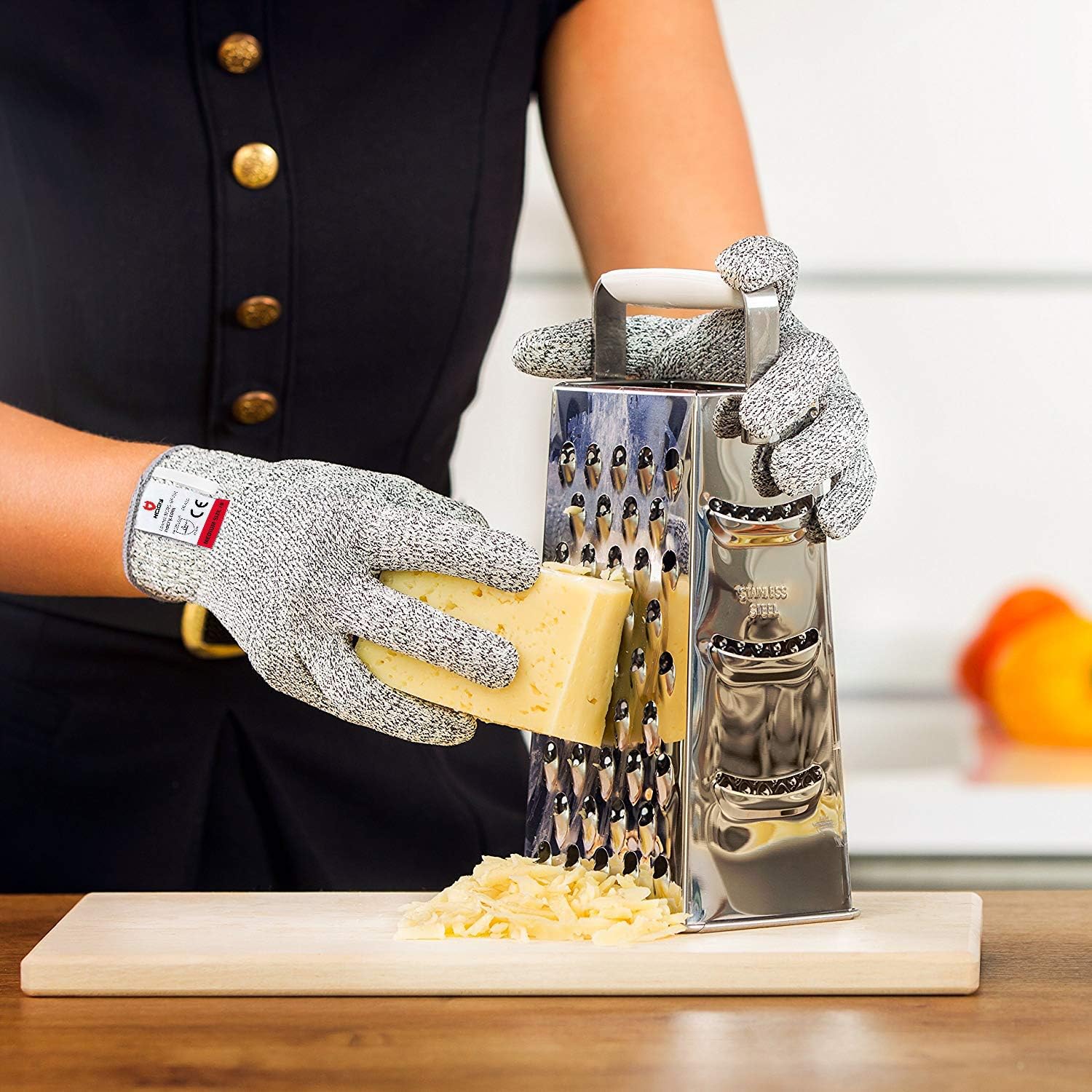 NoCry Cut Resistant Gloves - Ambidextrous, Food Grade, High Performance Level 5 Protection. Size Medium, Complimentary Ebook Included - - 