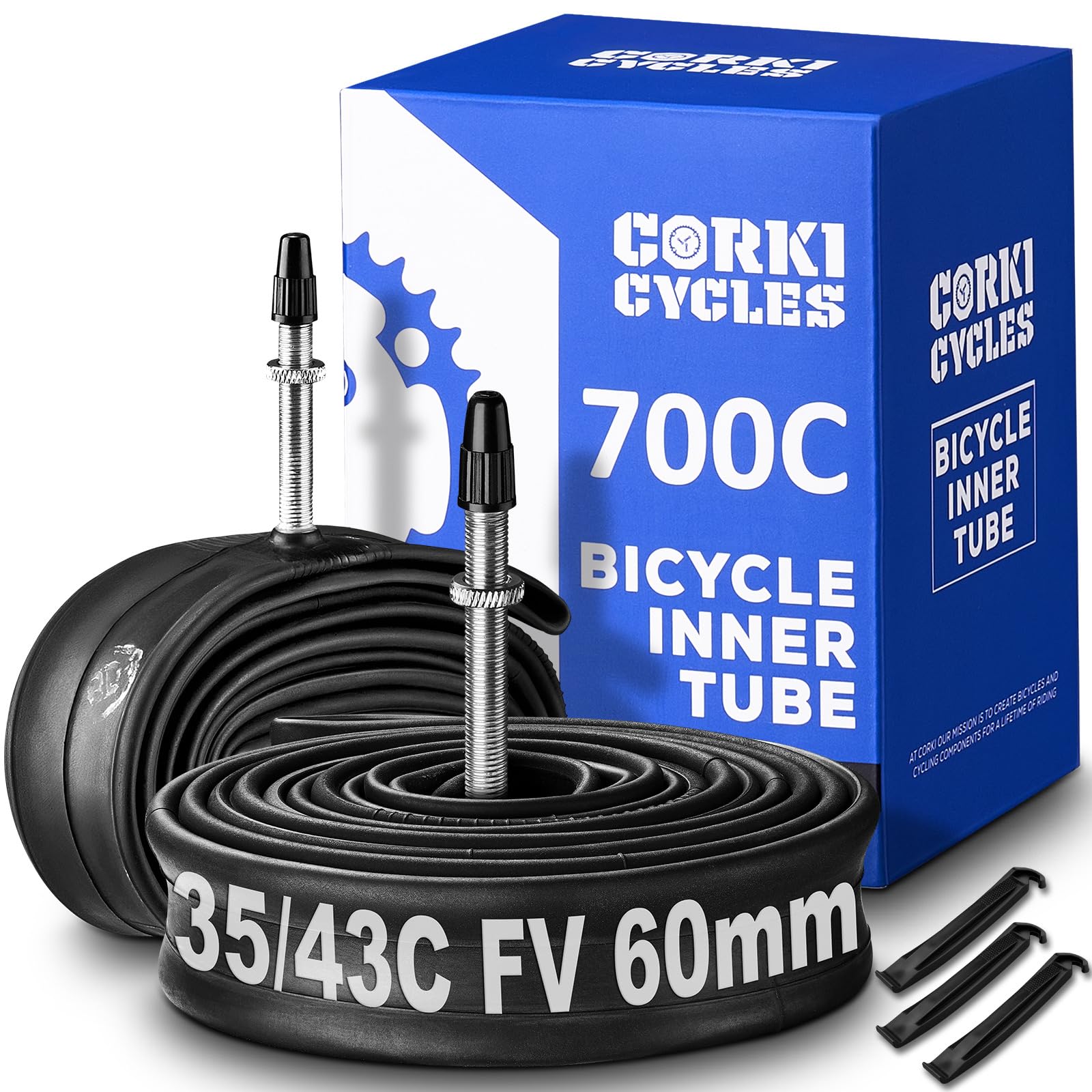 Photo 1 of Corki Cycles 700 c Bike Tire Inner Tubes 700x35c 700x37c 700x38c 700x40c 700x42c 700x43c Presta Valve 60mm Heavy Duty 28in Bicycle Tube for Road Gravel Fixie Hybrid Touring Ebike 2pc
