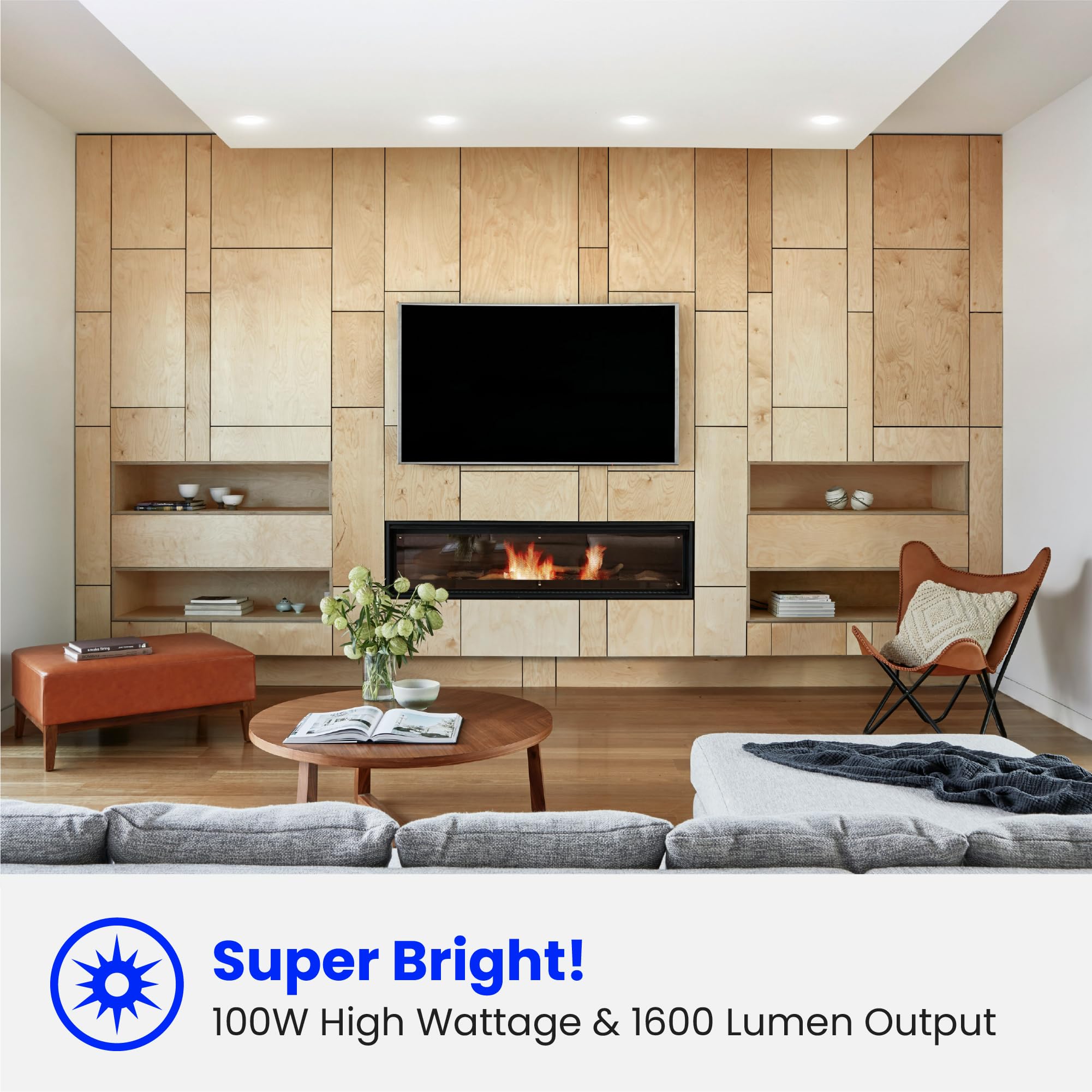 Feit Electric BR30 LED Light Bulbs, 100W Equivalent, Dimmable, E26 Standard Base, 80 CRI, 1400 Lumens, 3500K Neutral White, 120V, 10 Years Lifetime, Damp Rated, 6 Pack, 100BR30DM83510KLED/6