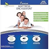 Four Seasons Essentials Queen Mattress Protector - Zippered Bedbug Waterproof Mattress Cover, Premium Quality Hypoallergenic 