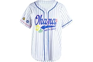 BANGELY Hawaiian Shirts Women Ohana Means Family Shirt Hawaiian Hibiscus Tropical Flower Button Down Baseball Jersey Tops