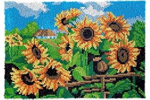 YAKOLECI Latch Hook Kits for Adults, Color Printed DIY Crafts Needlework Arts Rug Sewing Carpet for Home Decoration Festival Gift 23.6"X15.8" (Sunflower)