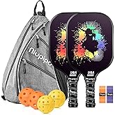niupipo Pickleball Paddles Set of 2/4/1, USAPA Approved Graphite Carbon Fiber Pickleball Rackets, Polypropylene Honeycomb Core, Cushion 4.72In Grip, Bag/Cover, Pickle Ball Paddle Set for Men Women