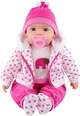The Magic Toy Shop BiBi Doll 20in Baby Girl with Sounds Polka Dot Outfit view 3