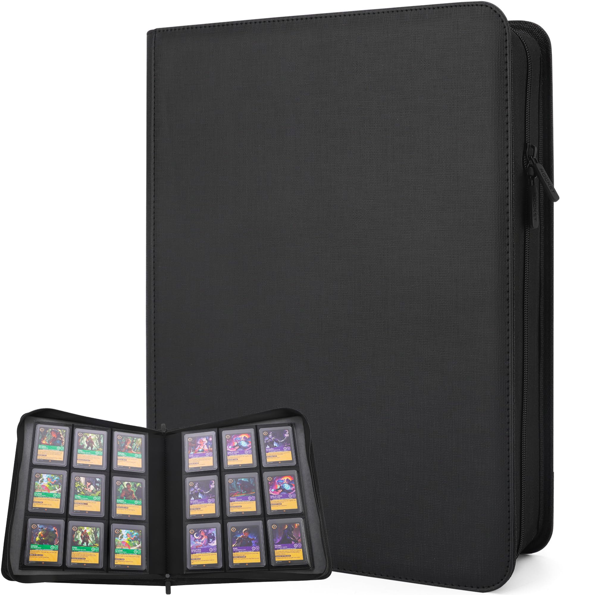 Forzarocket 324 Toploader Binder | 9-Pocket Zippered Ringless Album for TCG & Sports Cards | PU Leather Side-Load Storage Image