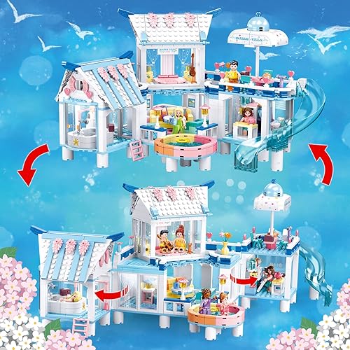 Water Villa Building Set with Slide Hot Air Balloon, Girls