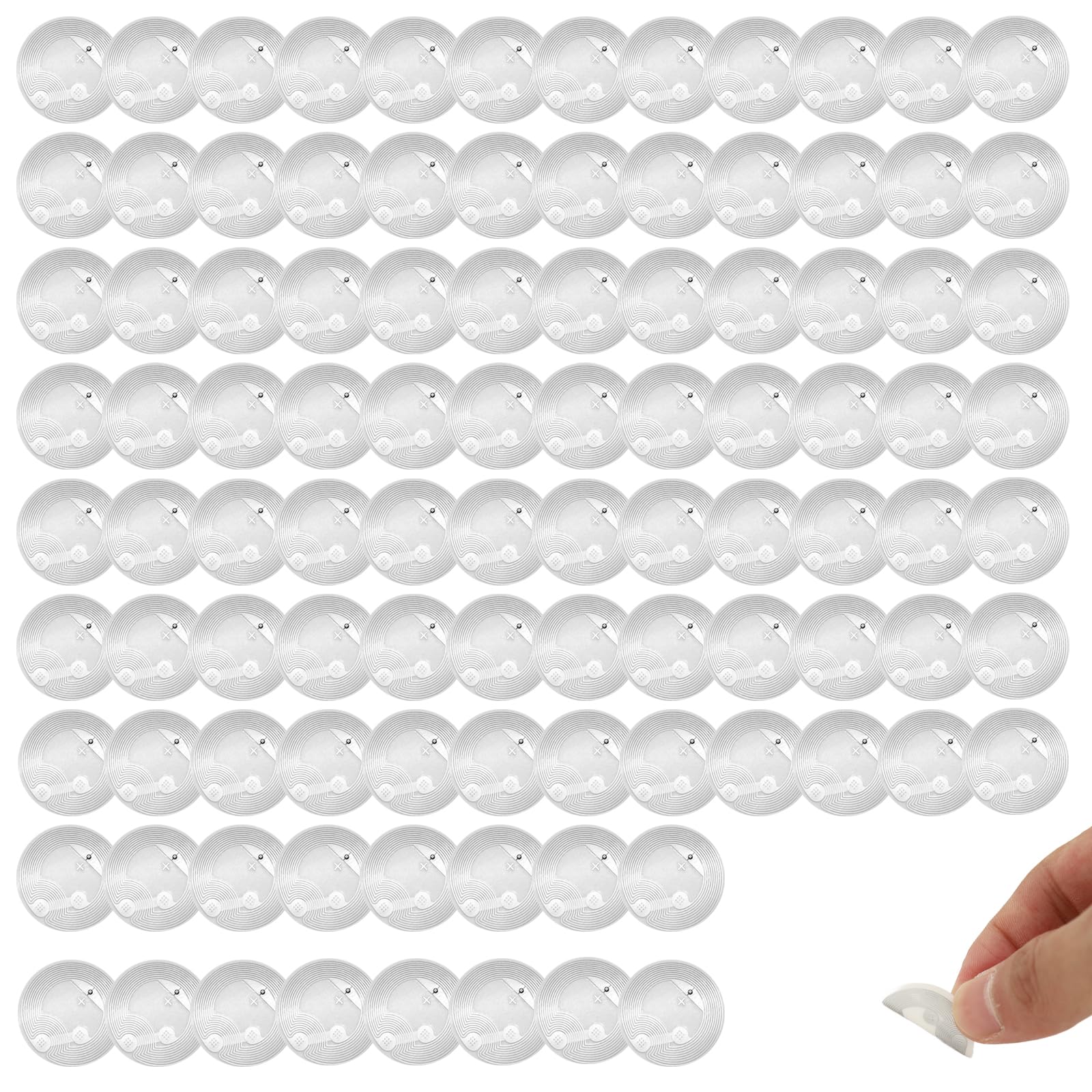 Photo 1 of 100 PCS NFC Tags Sticker NFC Chips Ntag215, Adhesive Back, Rewritable 504 Bytes Memory, Compatible with Tagmo and Amiibo as Well as NFC-Enabled Devices and Smartphones (1 in)