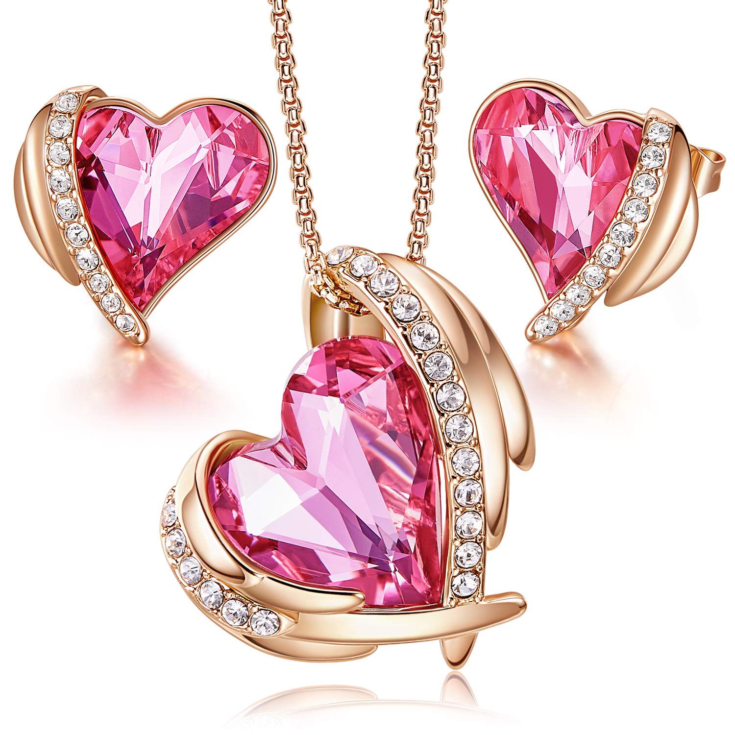 CDE Jewellery Sets Gifts for Women Heart Necklaces and Earrings Set Valentines Christmas Anniversary Birthday Mother's Day Jewelry Gifts for Mum Her Wife