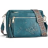 KITEVIUN Crossbody Bags for Women Trendy Leather Crossbody Purse Shoulder Handbags Butterfly Design