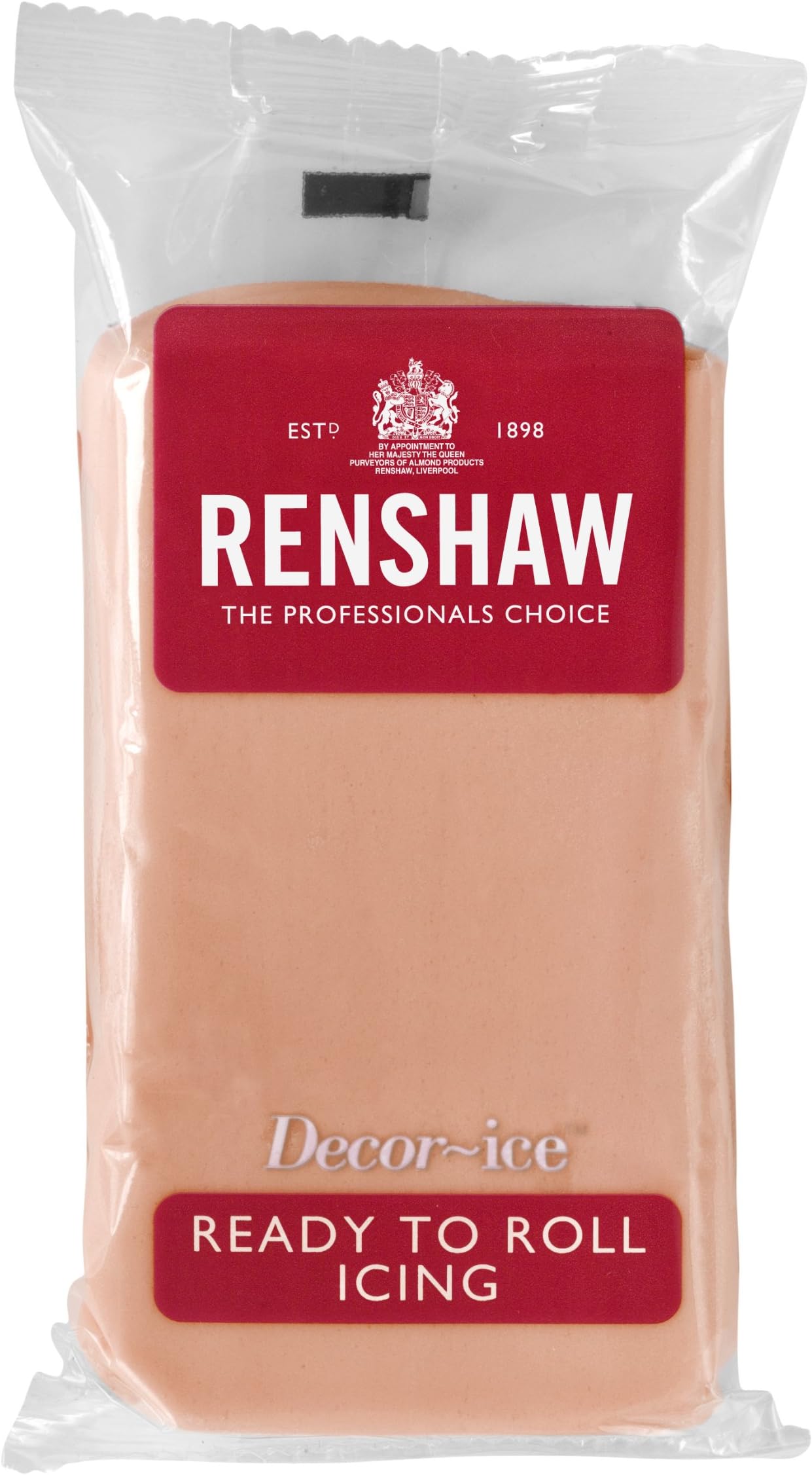 RENSHAW Ready to Roll Fondant Icing, Coloured Ready to Roll Icing, Sugar Paste for celebration, sculpted cakes, cupcakes & decorations. Renshaw Coloured Fondant Icing - PEACH BLUSH 250g
