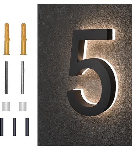 8 Inch Backlit LED House Numbers | Big, Modern Address Signs For Homes | Soft, Exterior Glow | Coated Stainless-Steel Black Finish | Weather - View #4