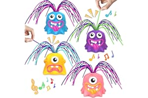 LREALL 4PCS Fun Hair Pulling Fidget Screaming Monster Toys, Anti Anxiety Toys and Venting Novelty Toys, Different Screams Made by Hair Pulling, Halloween Christmas for 3 4 5 6 7+ Kids Teen Boys Girls Gifts
