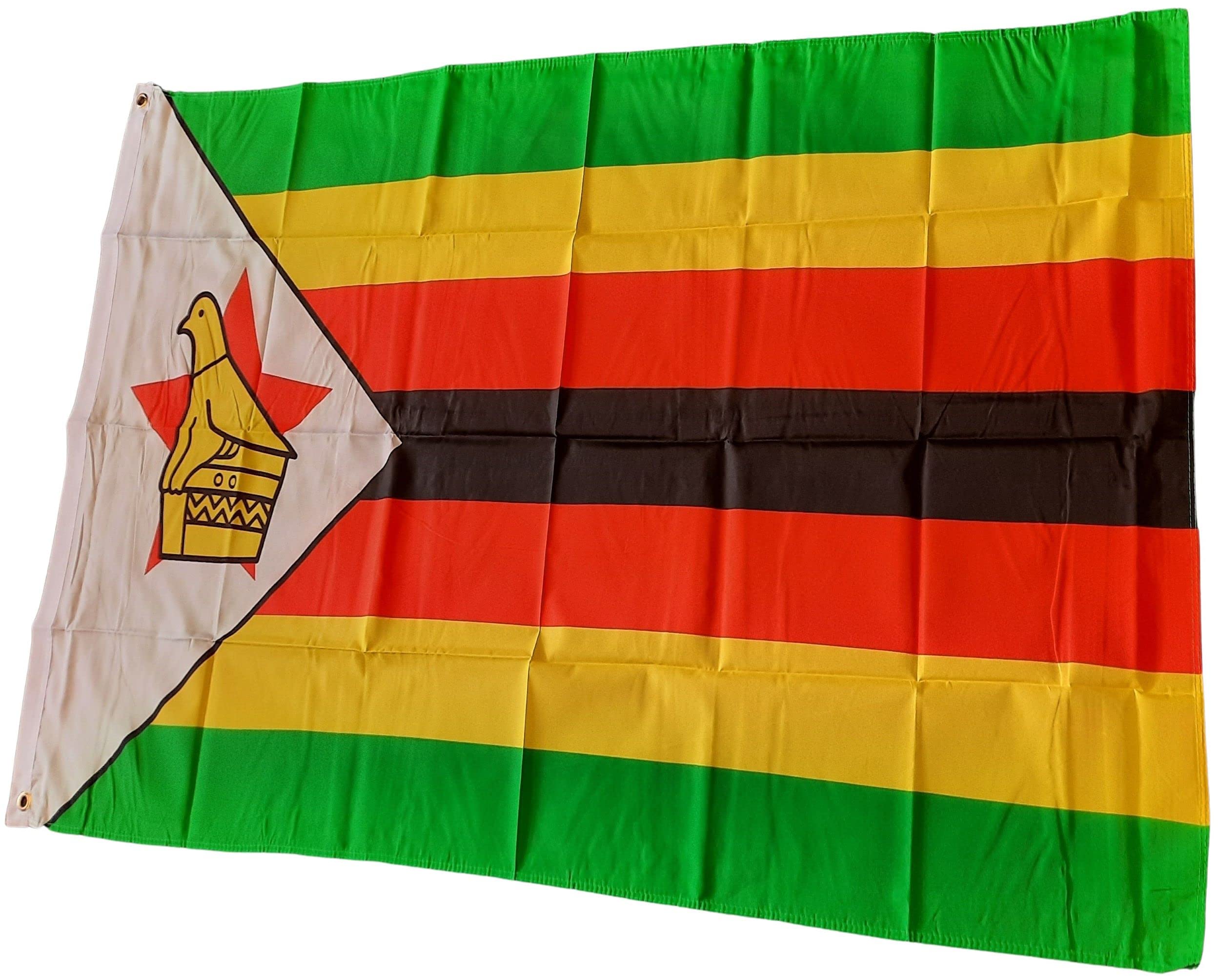 NWFlags Zimbabwe Flag 3ft x 2ft 75d Premium Polyester Suitable For Flagpoles | Strong Polyester 3x2 foot material flag with Eyelets