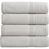 Market & Place 100% Cotton Waffle Textured Bath Towels Set of 4 | Super Soft Quick Dry Bath Towels | Decorative Towels for Bathroom | Zoey Collection (Glacier Grey)