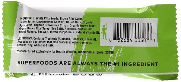 HEALTH WARRIOR CHIA BARS GLUTEN FREE COCONUT – 15 BARS