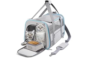 CUSSIOU Large Cat Carrier Dog Carrier, Airline Approved Pet Carrier Backpack for 2 Cats Large Dog Carrier for Medium Small Dogs, Collapsible Soft Sided Pet Carrier for Puppy of 25 Lbs, Light Grey