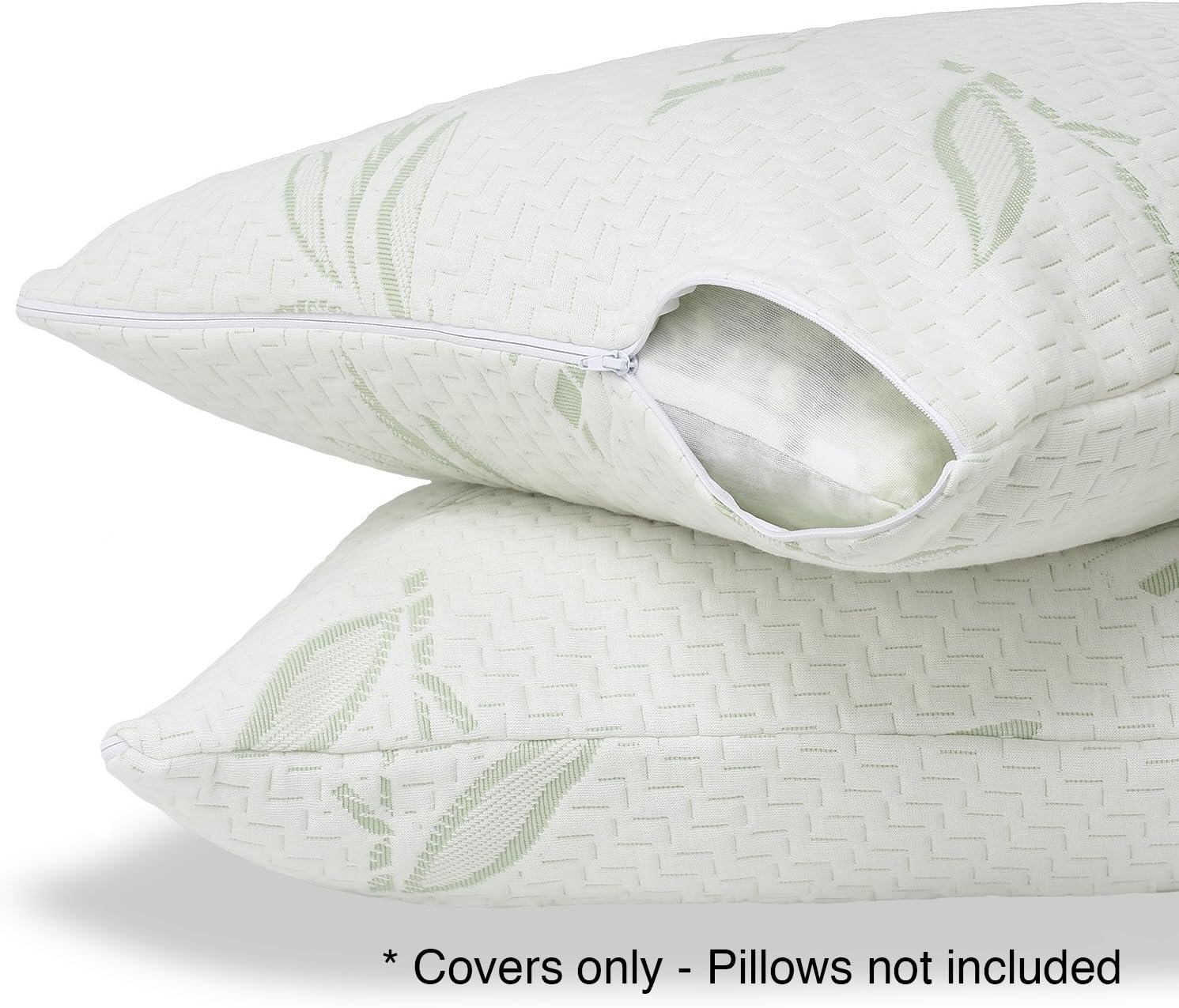Premium Bamboo Hypoallergenic Pillow Cover Case With Zipper, Set of 2 Fits Queen and Standard Sized Pillows