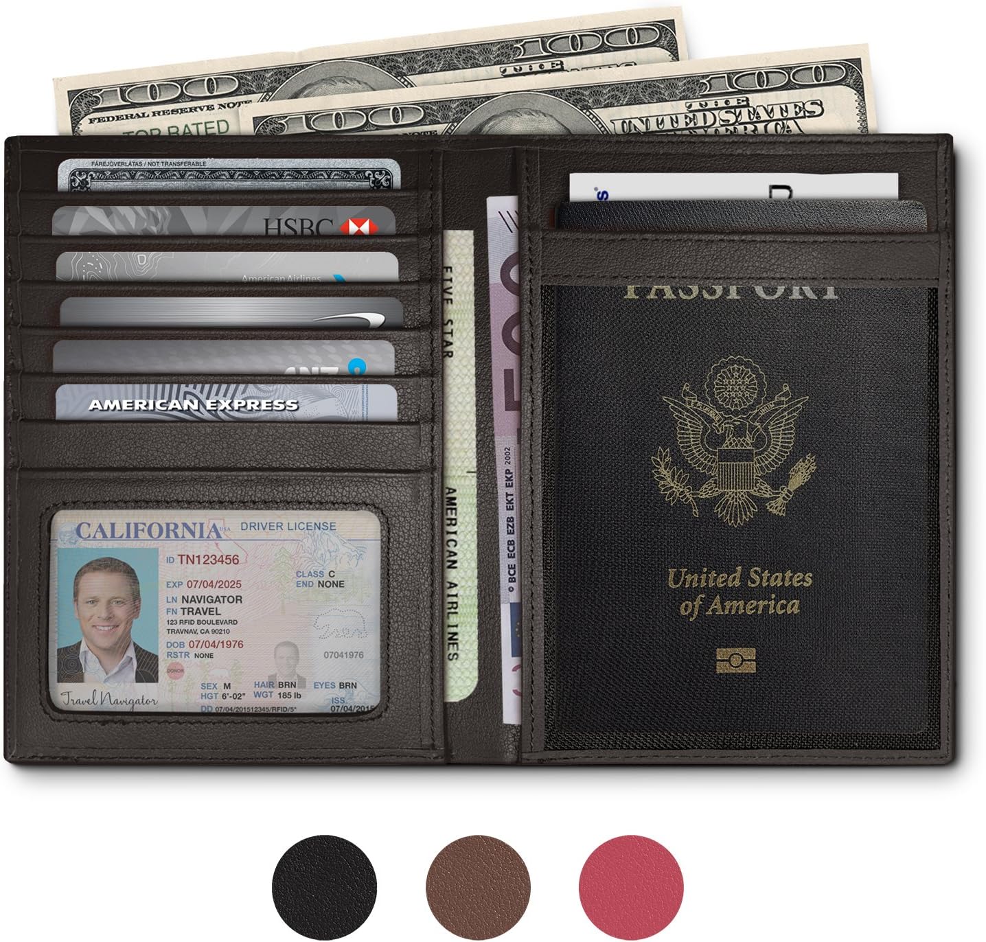  | RFID Blocking Leather Passport Holder For Men and Women - Black | Passport Wallets