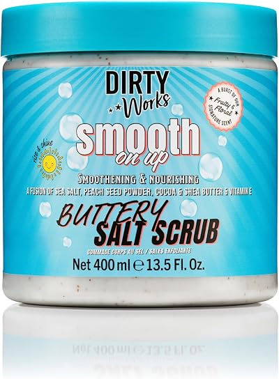 Dirty Works Smooth On Up Buttery Salt Scrub 400ml Exfoliator with Vitamin E