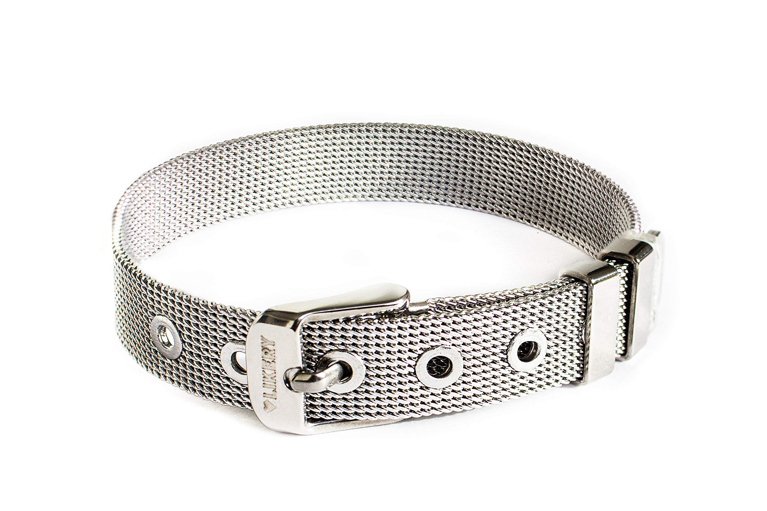 LIKERY Mesh bracelet | Can be combined with a variety of charms | Stainless steel mesh bracelet | Mesh bracelet | Belt bracelet | Colour: Silver