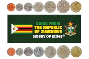 HOBBY OF KINGS Set of 7 Coins from Zimbabwe: 1, 5, 10, 20, 50 Cents, 1, 2 Dollars. 1980-1999