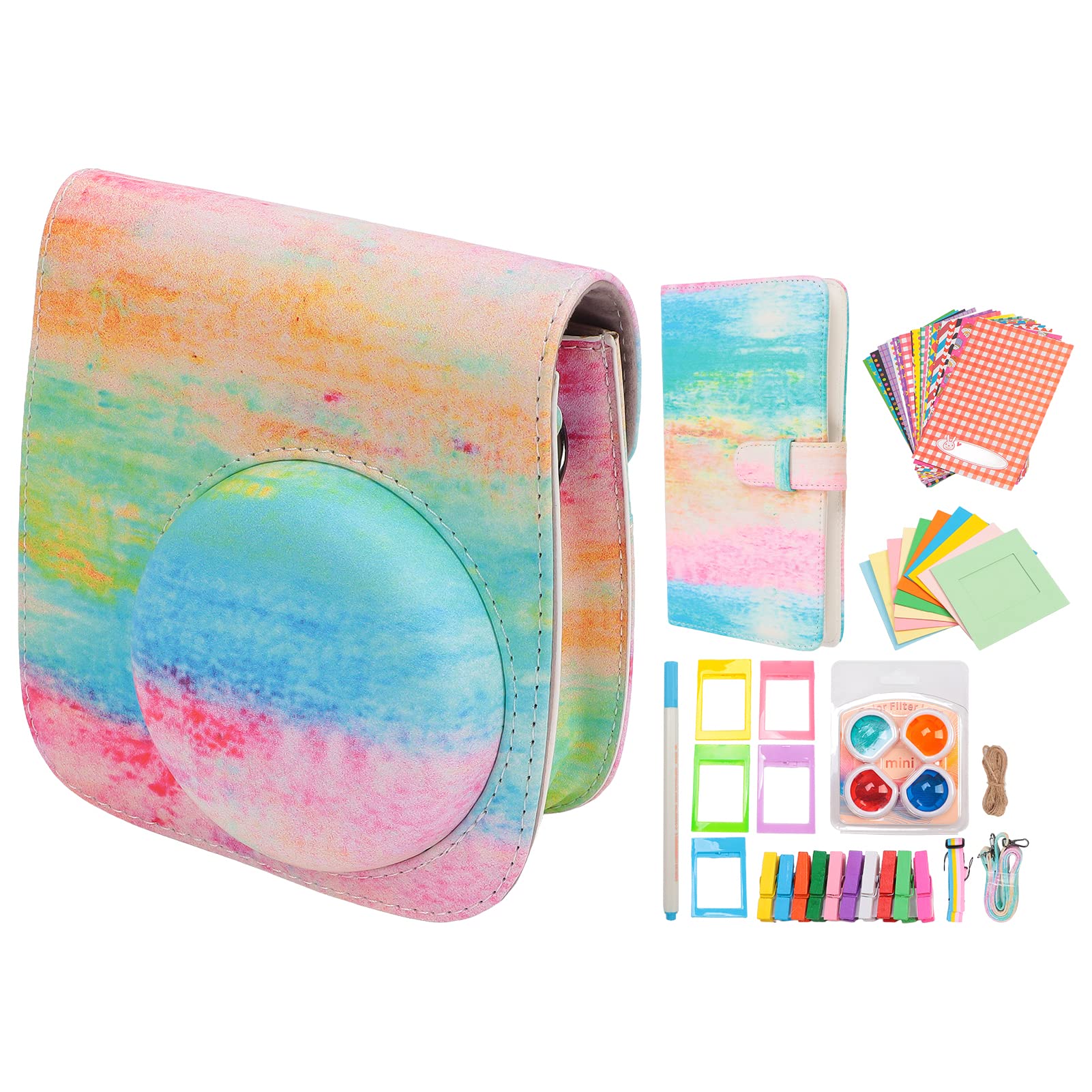 PUSOKEI Fujifilm Instax Mini 11 Instant Camera,Fujifilm Instant Film Accessories Bundle kit Including Carrying Case, Color Filters, Photo Album, Stickers,Frames