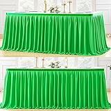 Partisky Green Polyester Table Skirt for Rectangle
