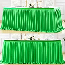 Partisky Green Polyester Table Skirt for Rectangle