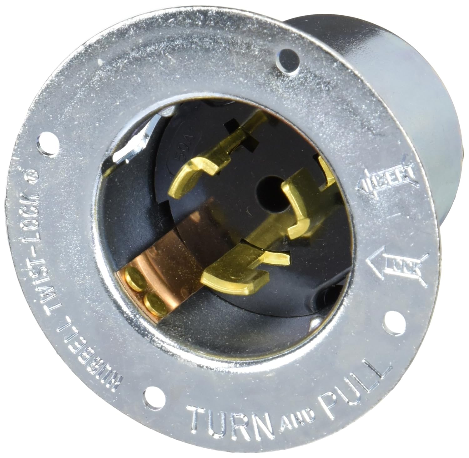 Hubbell CS8375 Locking Inlet, 50 amp, 3 Phase 250V, 3 Pole 4 Wire