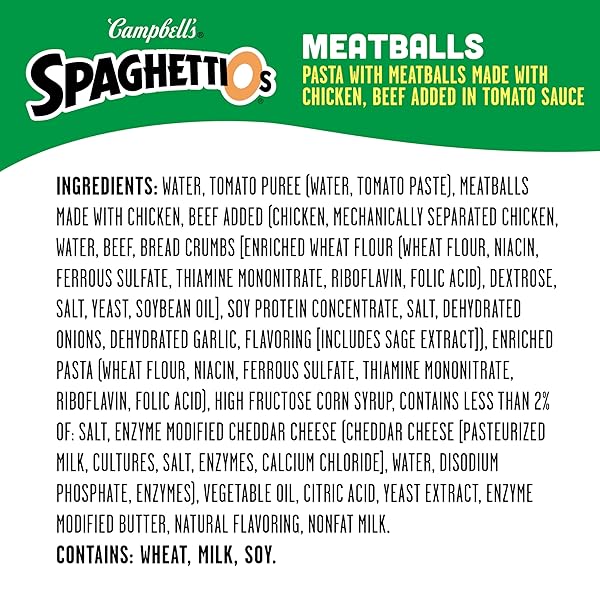 SPAGHETTIOS CANNED PASTA WITH MEATBALLS, 15.6 OZ CAN