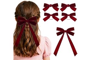 Haakong Velvet Hair Bows 2 Sizes Hair Bow for Women Girls Uniform Hair Accessories Hair Bow Clips Hair Ties for Little Toddle