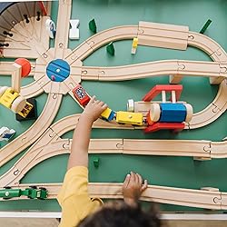 Melissa & Doug Deluxe Wooden Railway Train Set