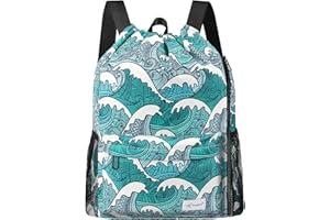 Risefit Drawstring Backpack with Mesh Pockets String Gym Bag Sackpack Sandproof Water Resistant Beach Backpack for Men Women