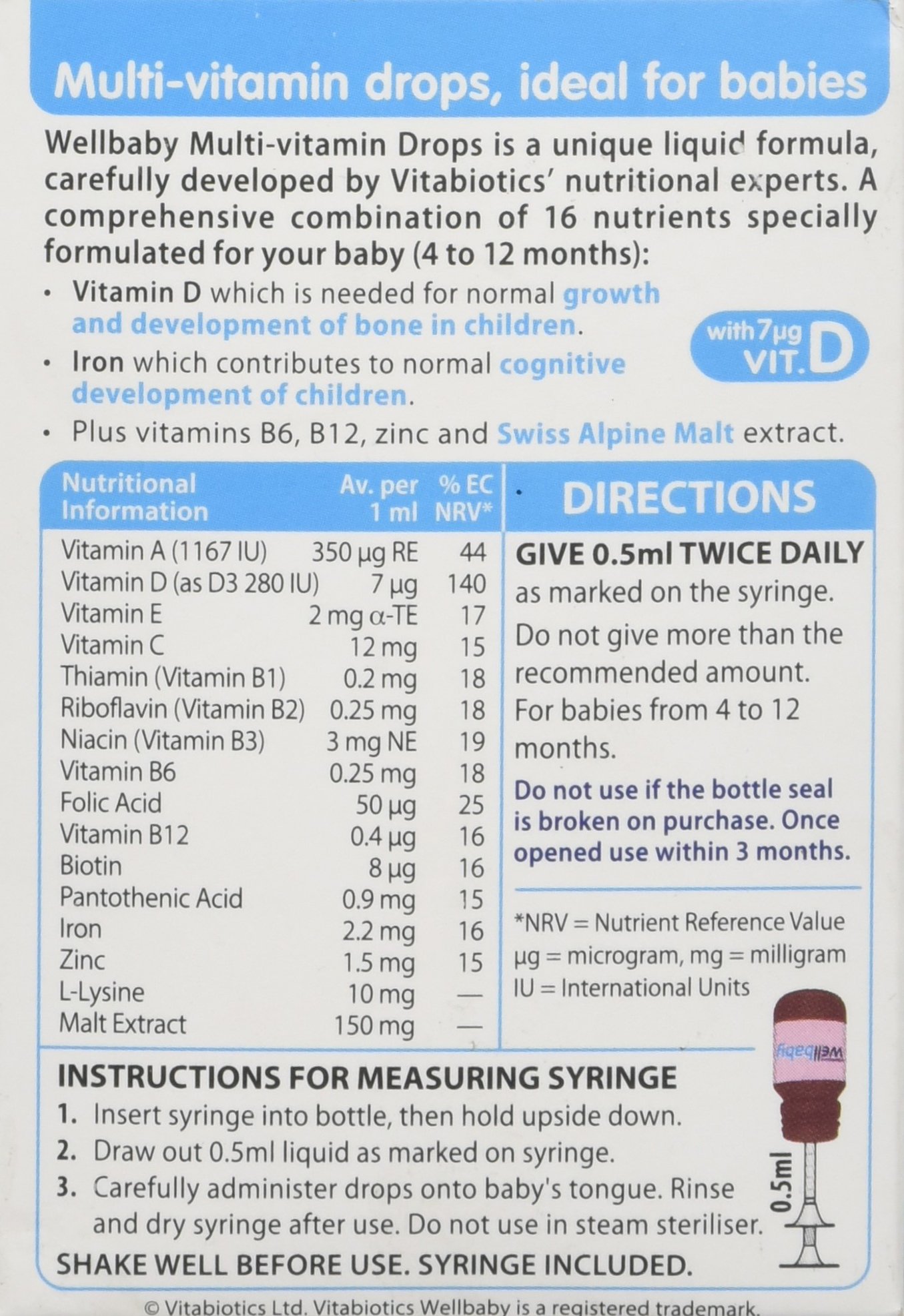Vitabiotics Wellbaby MultiVitamin Drops 30 ml Buy Online in UAE