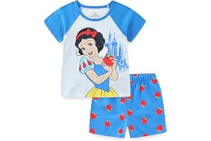 Disney Princess Frozen Minnie Mouse Girls Short Sleeve T-Shirt and French Terry Shorts Set for Toddlers to Big Kids