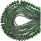 CrzBeadss 780Pcs Briolette Glass Beads for Jewelry Making, 3-10mm Faceted Green Crystal Glass Beads for Bracelets, Rondelle Crystal Loose Beads Bulk for Crafts Wine Charms Wind Chimes Suncatchers
