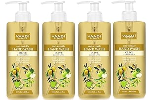 Hand Soap Liquid Pack of 4, 8.5 Oz Each - Vaadi Herbals (Olive & Green Apple)