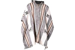 Gamboa Alpaca Wool Poncho Men Panchos Mexican with Hood Adult Cowboy and Western Hippie Poncho para Hombre