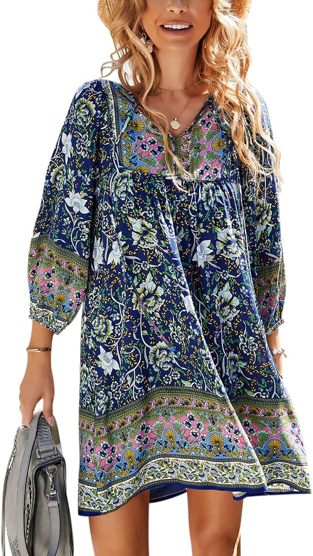 Boho Dress Summer Mini Floral 