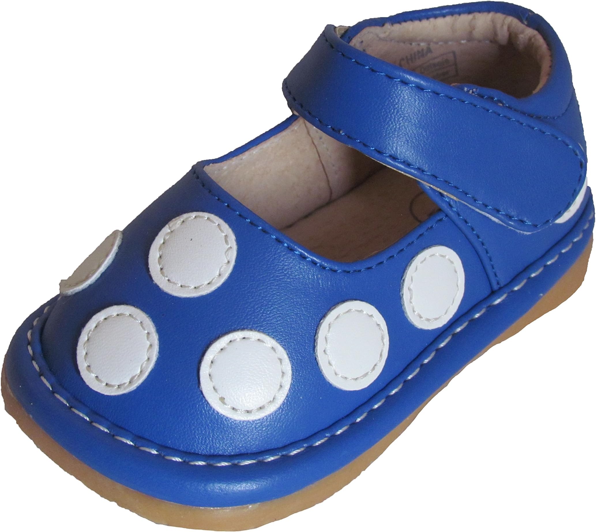 Squeaky Shoes Toddler Girls Blue Leather Polka Dot Shoes