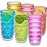 Amazing Abby - Arctic - 24-Ounce Insulated Plastic Tumblers (Set of 6), Double-Wall Plastic Drinking Glasses, Mixed-Color Reusable Cups, BPA-Free, Shatter-Proof, Dishwasher-Safe
