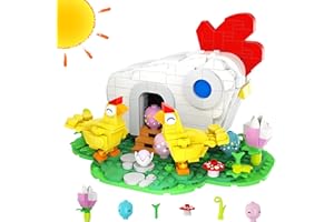 Ciesa Easter Chicks Farm Henhouse Building Kit, Easter Gifts for Boys Girls Age 6+, Easter Basket Stuffers Easter Egg Fillers, Easter Toys for Kids Easter Eggs Flowers Building Brick 469PCS