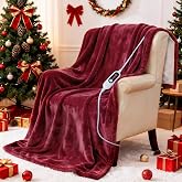 Heated Blanket Electric Throw, 50" x 60" Heating Blanket with 5 Levels &amp; 10 Hours Auto Off, Extremely Soft Flannel Warm Blanket Gifts Over-Heat Protection, ETL Certified Machine Washable