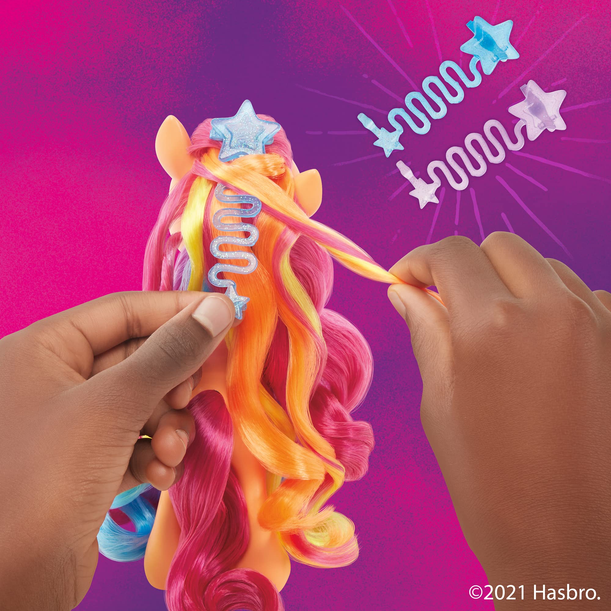 My Little Pony: A New Generation Rainbow Reveal Sunny Starscout - 6-Inch Orange Pony Toy with Surprise Rainbow Braid and 17 Accessories